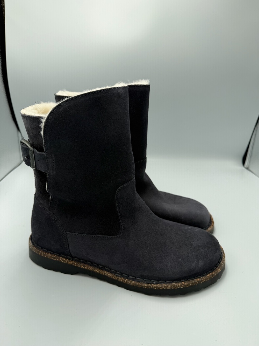 Birkenstock Uppsala Women's  Navy Suede Shearling Winter Boots Sz US 7 EU 38